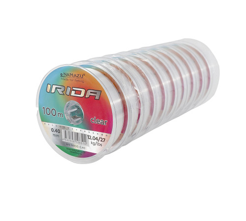 фото Леска Namazu Irida,  L-100 м, d-0,40 мм, test-12,04 кг, прозрачная (уп. 10 шт.)